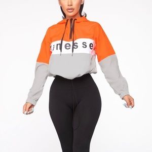 Cropped orange wind breaker